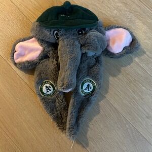 Oakland Athletics Stomper Plush Hat Grey Green Mascot Faux Fur‎ Beanie